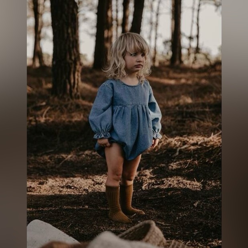 Blue Denim-Style Baby One-Piece Romper